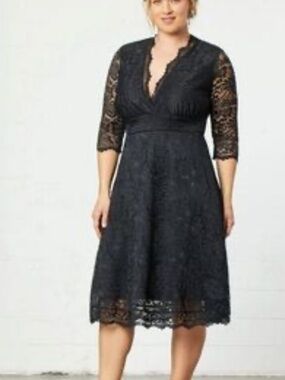 Kiyonna Black Lace Midi Dress